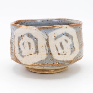 Bol à thé Chawan Nezumi Gris motif géométrique Shino ware, Nippon2You