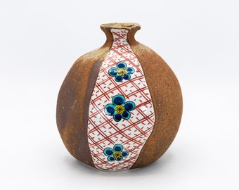 Japanese Porcelain Flower Vase Plum blossom Diamond Hishi pattern Kutani ware Kabin Hanaire Chabana Vases, Nippon2You