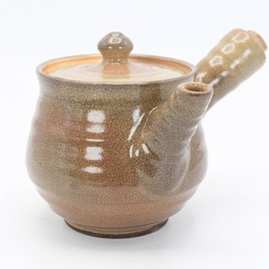 Teiera Kyusu da 400 ml, smalto traslucido crackle, Hagi ware, Nippon2You
