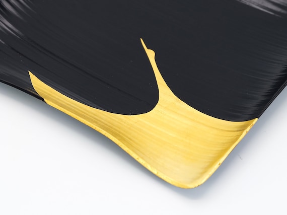 漆塗りの竹皿 金箔 飛鶴 竹皿象彦作、Nippon2You - Etsy 日本