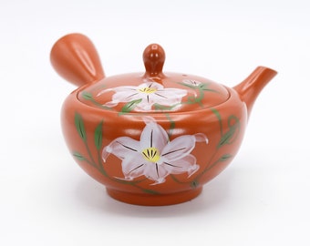 Kyusu Teapot 300ml Lily design Tokoname ware, Nippon2You