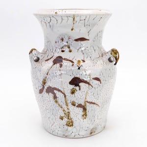 Japanese Pottery Vase Mashiko ware by Naoyuki Matsubara Iron painted Hanaire Ikebana Chabana