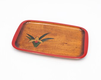 Japanese Lacquered Wooden Rectangle Tray Narcissus design Kagawa shikki Lacquerware Bon, Nippon2You