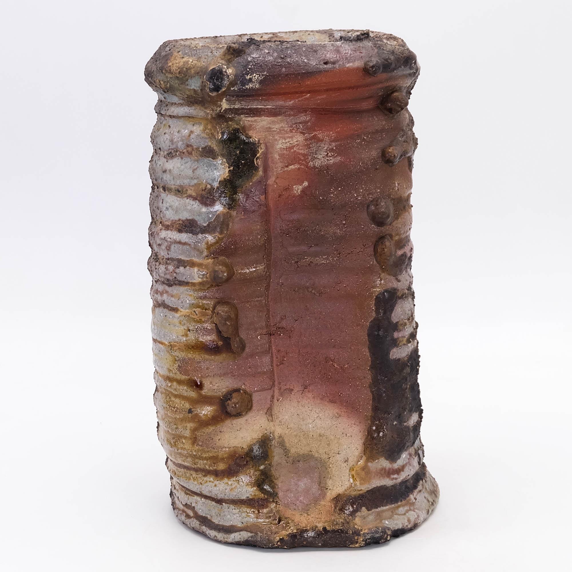 Japanese Wood-fired Pottery Vase Bizen Ware Yohen Haikaburi