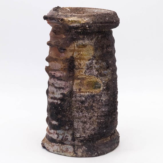 Japanese Wood-fired Pottery Vase Bizen Ware Yohen Haikaburi