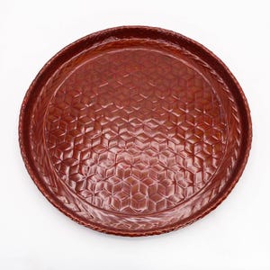 Japanese Lacquered Bamboo woven Tray Rantai shikki Lacquerware Bon