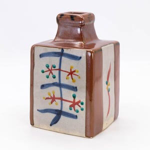 Japanese Vase Kaki Persimmon glaze Mahiko ware Flower design