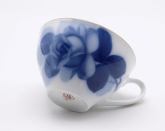 Okura Art China Cup and Saucer Set Blue Rose Okazome, Nippon2you 