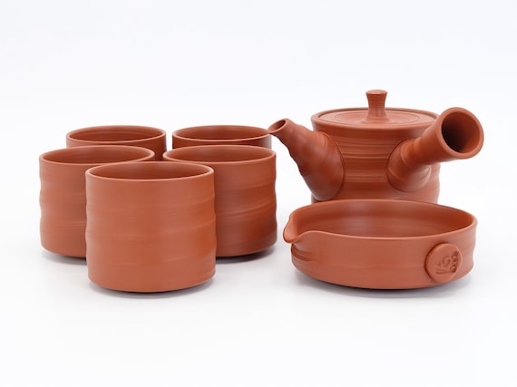 ヴィンテージ常滑焼茶器セット：朱泥赤土急須、湯呑 - Etsy 日本