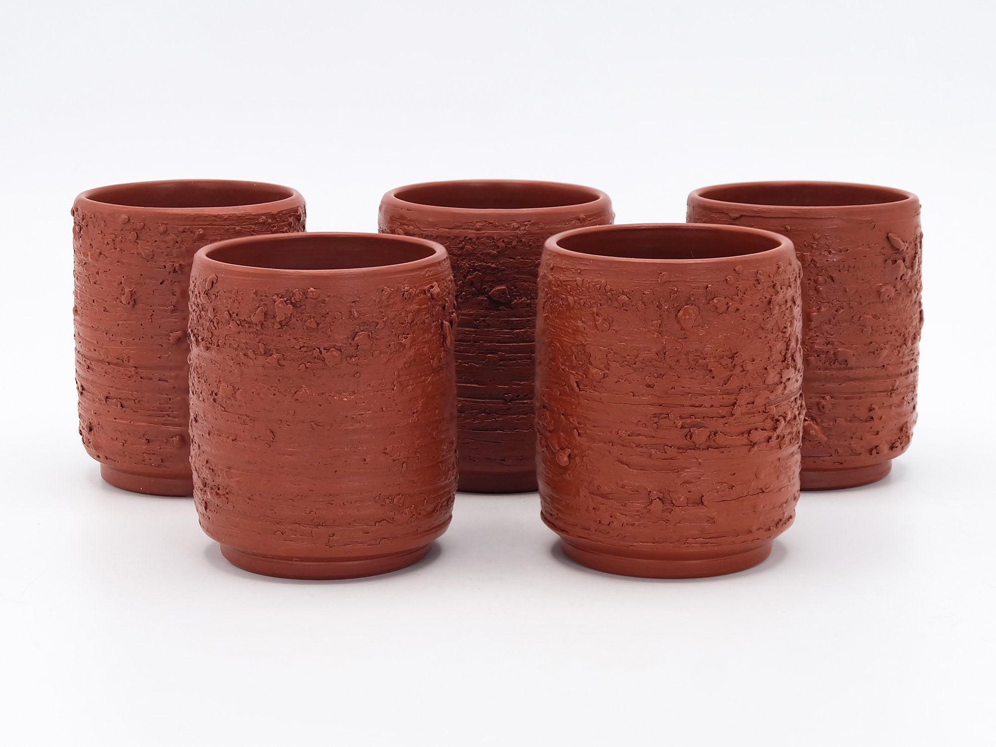 工芸品 yumami Tokoname Ware Tea Cups: Shudei Red Clay Yunomi Set, Motozo Kiln - Etsy