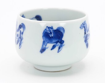 3本　HOSPIPURE ⭐︎ゆきんこ⭐︎ Japanese Tea Cup 190ml Sometsuke Blue and White 8 Horses