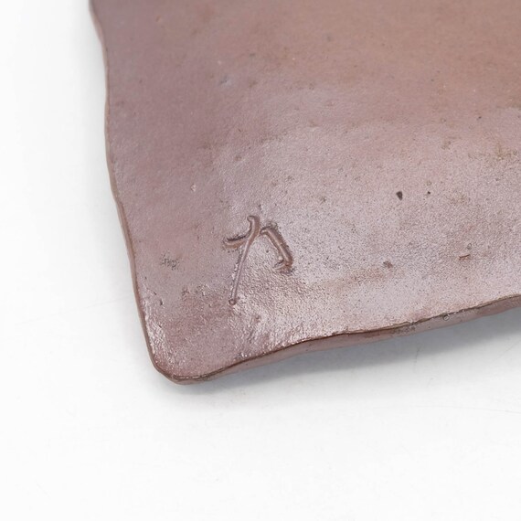 Japanese Pottery Plate Square Shape by Kimura Toho Bizen