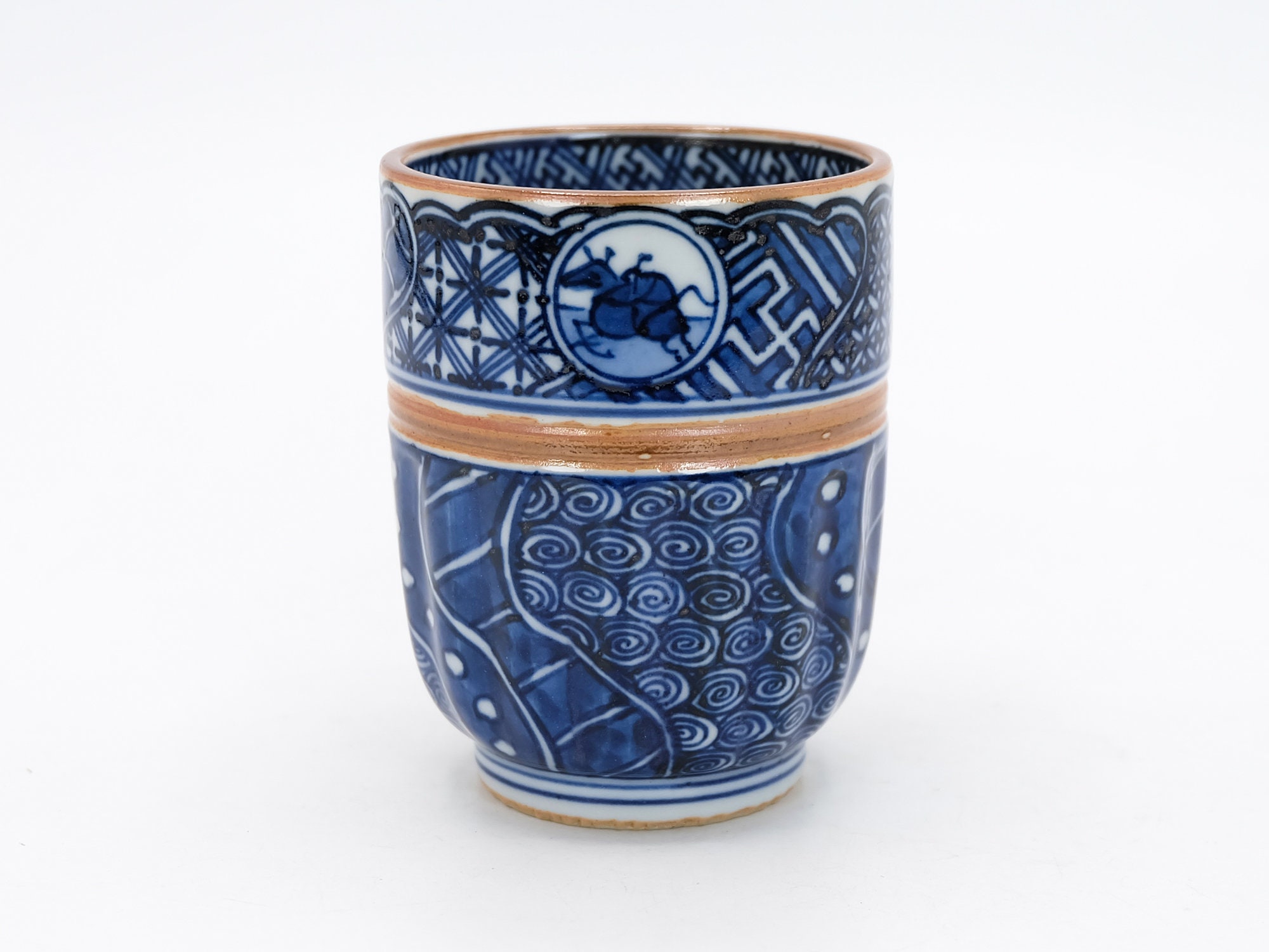 Japanese Tea cup 150ml Sometsuke Blue and White Shosui Design by Heian Sanraku Kiyomizu ware Teacup Yunomi, Nippon2You