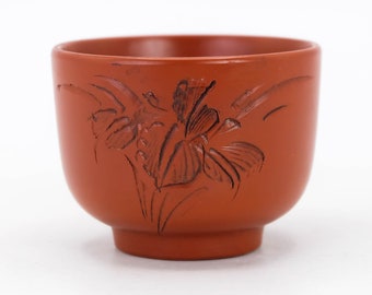 ぐい呑み 酒杯 酒土 赤土 水仙模様 常滑焼 - Etsy 日本