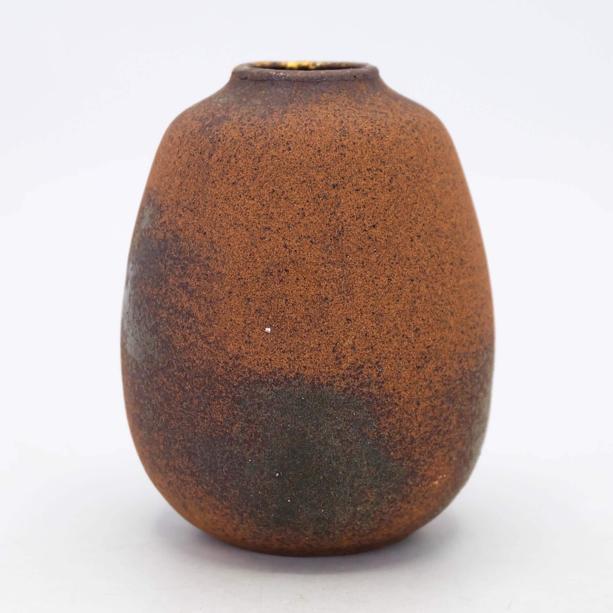 Kutani Ware Porcelain Vase: Ash Glaze, Gold Leaf Ikebana by