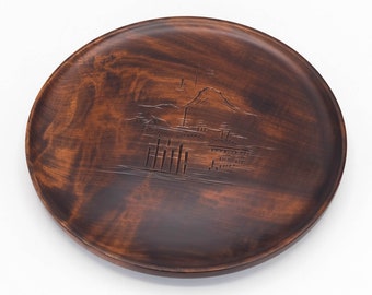 Japanese Lacquered Wooden Round Tray Itsukushima Shrine Miyajima Woodwork Maru-Bon, Nippon2You