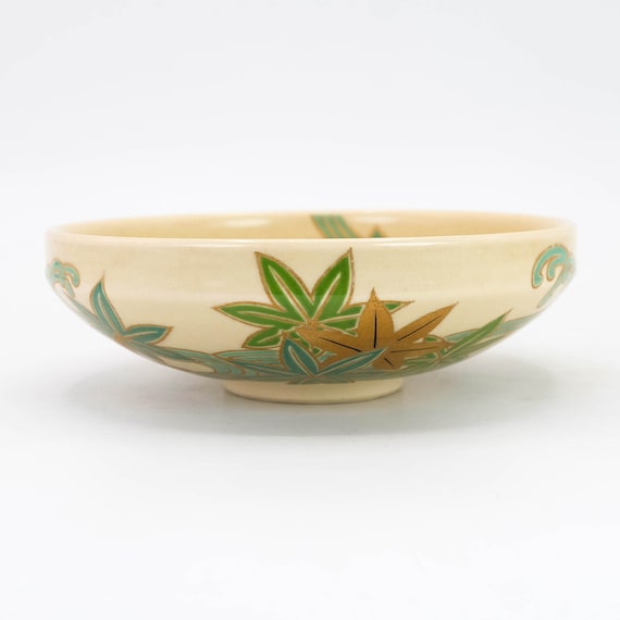 2025新発 Flat Bowl Tea Hira-chawan Shape Eika by Design Leaves Maple 絵画