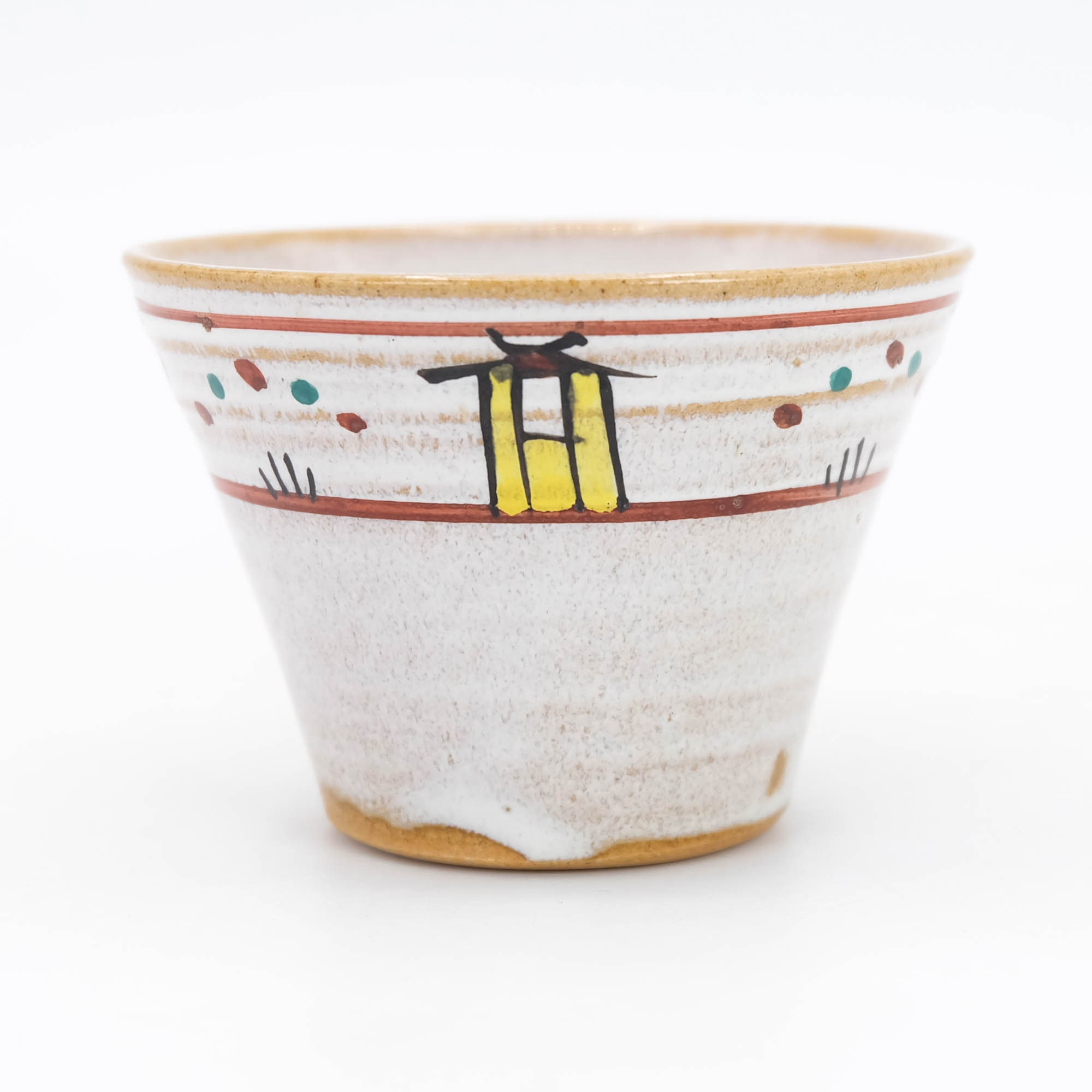 日本製ティーカップ 130ml 奈良絵デザイン 小川二楽作 赤膚焼 湯呑