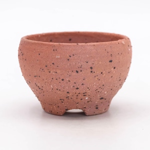 Japanse bonsaipot, ronde plantenbak gespikkeld terracotta in Wabi-Sabi-stijl