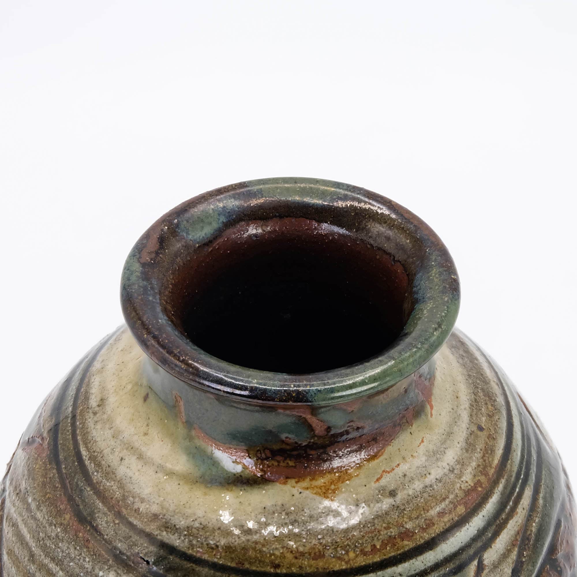 Japanese Pottery Vase by Kinjo Jiro Fish Design Tsuboya Ware Tsubo