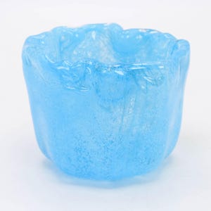 Japanese Hand Blown Glass Vase Blue Asymmetrical Form