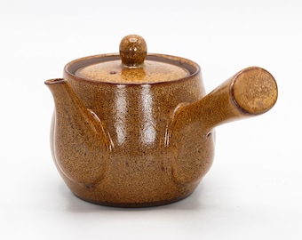 Théière Kyusu, 220 ml, cristal, glaçure marron-or, four Kozatoko Amakuza ware, Nippon2You