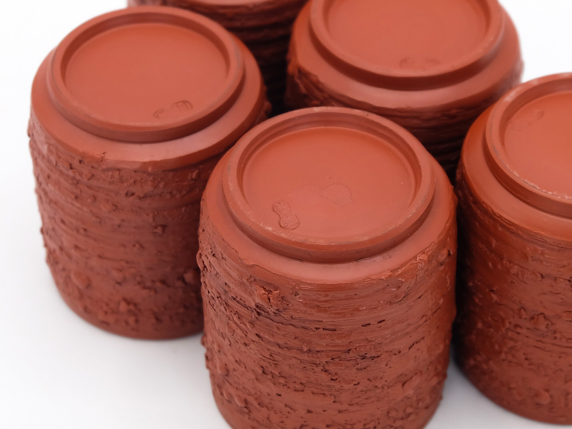 Tokoname Ware Tea Cups: Shudei Red Clay Yunomi Set, Motozo Kiln - Etsy