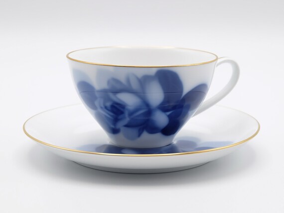 Okura Art China Cup and Saucer Set Blue Rose Okazome - Etsy