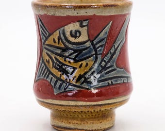 Japanese Tsuboya Ware Bottle Neck Vase; Artist Signed Vintage