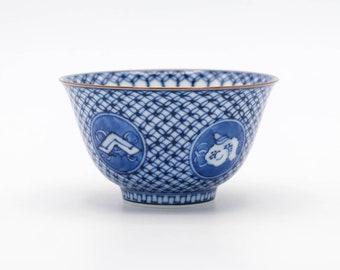 Japanese Tea cup 150ml Sometsuke Blue and White Shippo Takara-zukushi pattern Kiyomizu ware Teacup Yunomi, Nippon2You