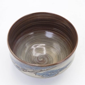 Japanese Chawan Tea Bowl Pine Tree Design Hakeme Brush Marks by ...