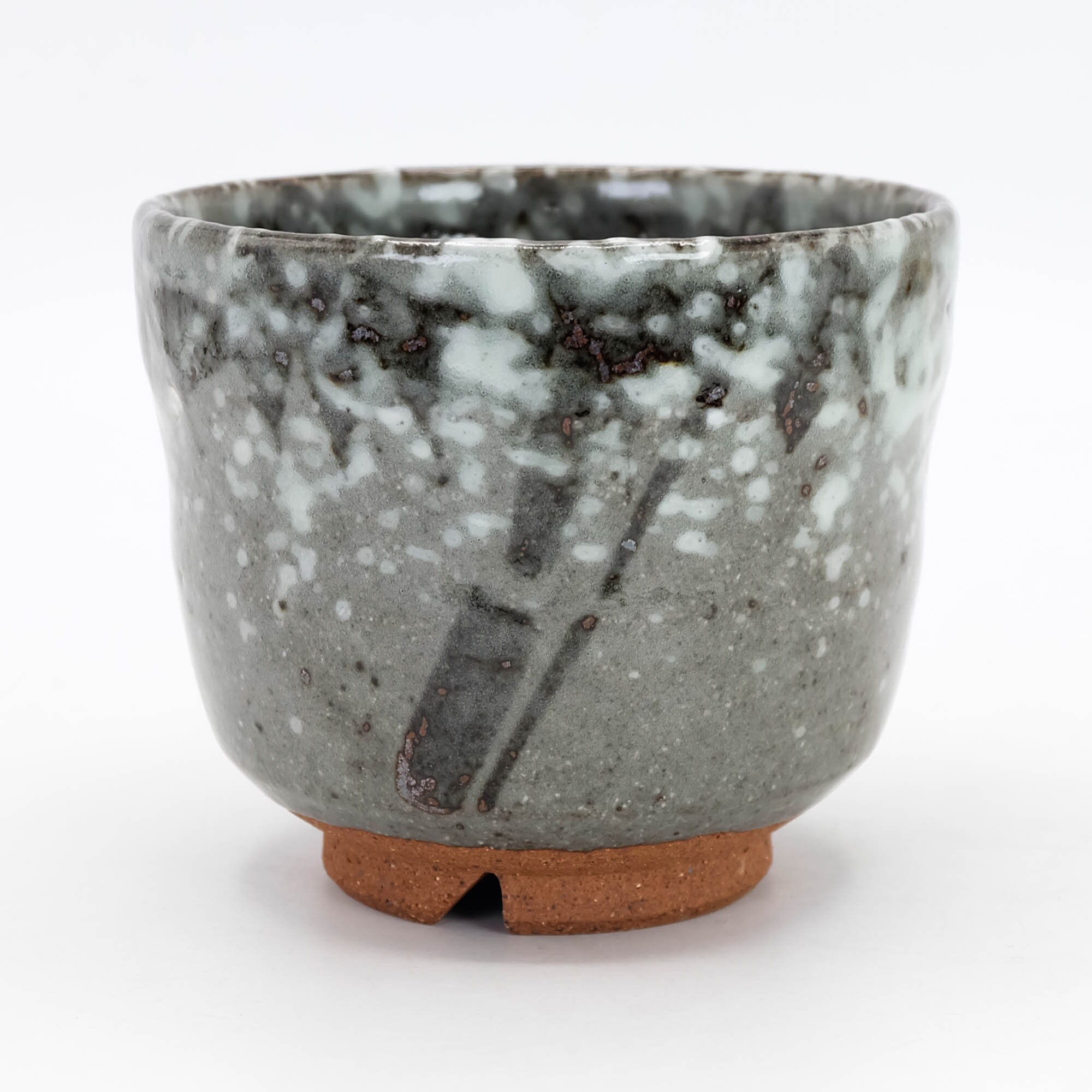 Tsutsu-gata Chawan Japanese Tea bowl Kenzan-utsushi Snow Bamboo Kyo ware