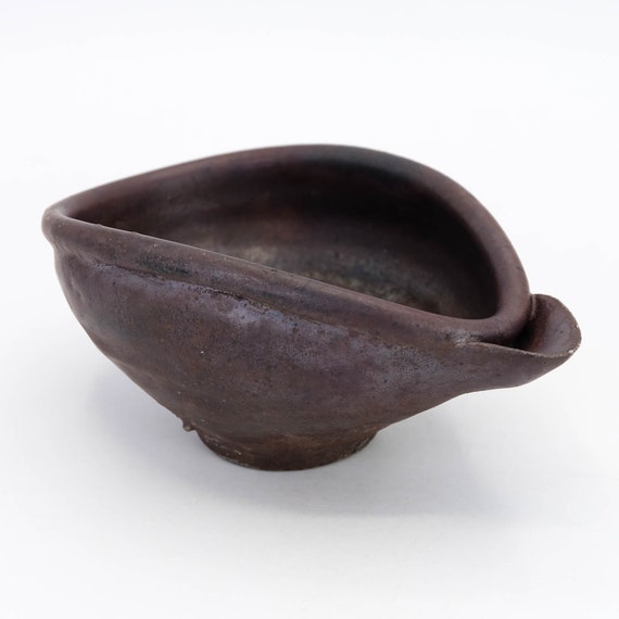 ヴィンテージ備前片口酒注ぎ器、伊勢崎幸一郎作、薪焼きわびさび陶器