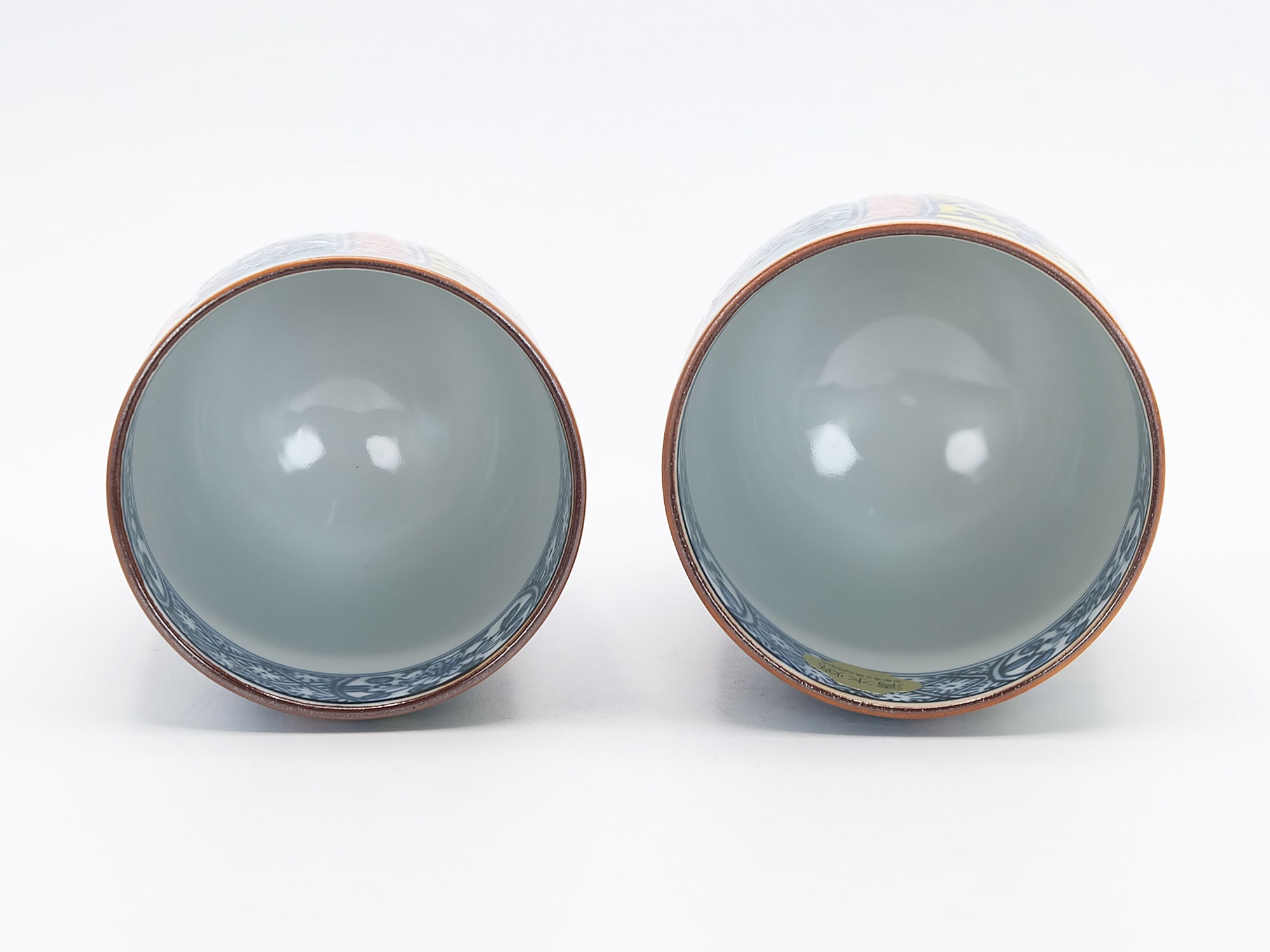 Kyo Ware Tea Cups: Camellia & Peony Yunomi Set by Takano Shoami