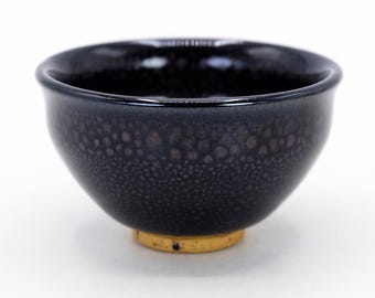 Guinomi Sake cup Oni face Sado Red clay by Chuka Shozan