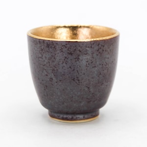 Japanese Sake cup Crystal Brown Gold glaze Arita ware Guinomi, Nippon2You