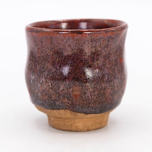 Japanese Sake cup Tetsuaka Iron Red glaze Seto ware Guinomi