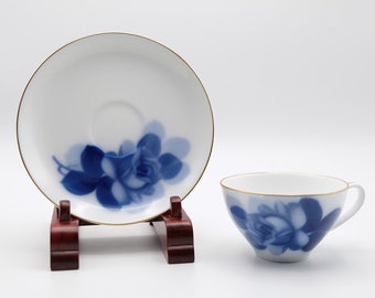 Okura Art China Cup and Saucer Set Blue Rose Okazome