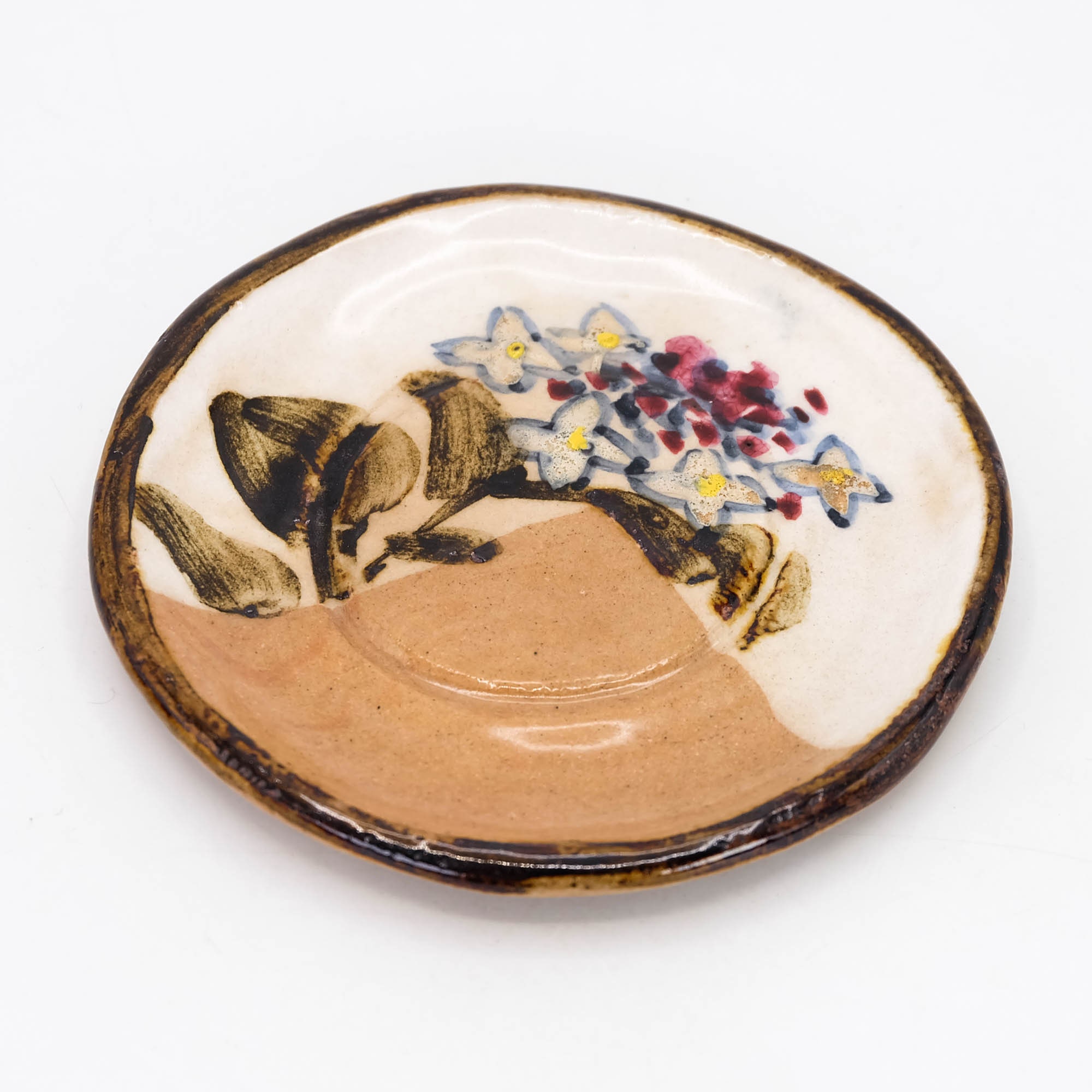 六代目清水六兵衛作 陶器皿 花文 京焼 銘々皿 さら、Nippon2You