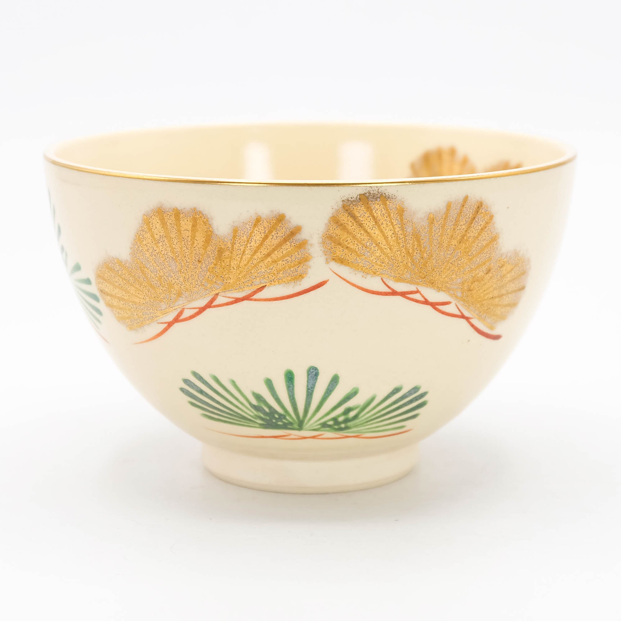 Chawan Tea Bowl Ninsei Style Nishiki-matsu Pine Design Mino Ware
