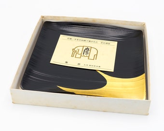 漆塗りの竹皿 金箔 飛鶴 竹皿象彦作、Nippon2You - Etsy 日本