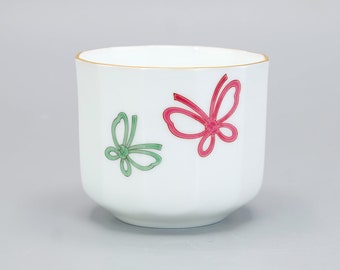 Japanese Tea cup 180ml Butterfly design by Fukagawa-seiji Arita ware Porcelain Teacup Yunomi, Nippon2You