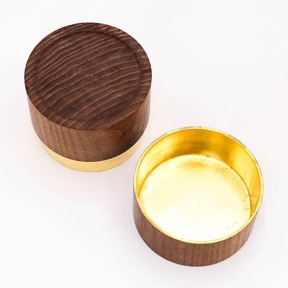 Nakatsugi Natsume Tea Caddy Mulberry Wood Gold Leaves Usu-cha
