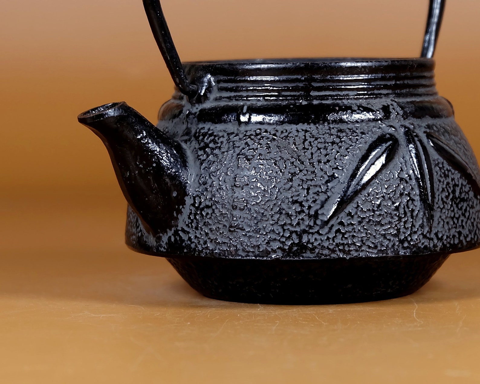 Black Cast iron Teapot Nambu Tekki Ironware Bamboo pattern Etsy
