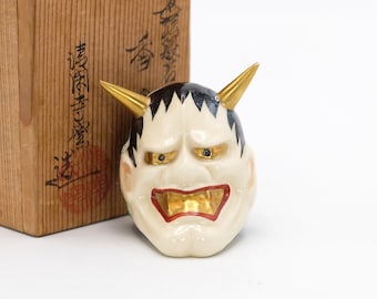 Vintage Kyo Ware Hannya Incense Container by Shohei Sugita IV