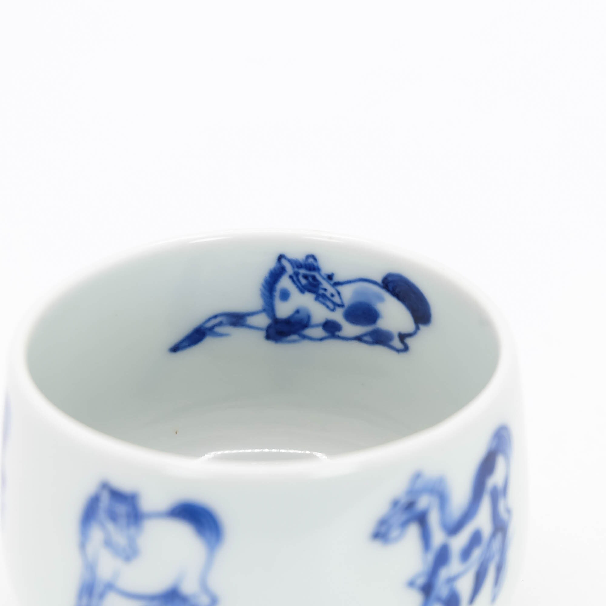 Japanese Tea Cup 190ml Sometsuke Blue and White 8 Horses