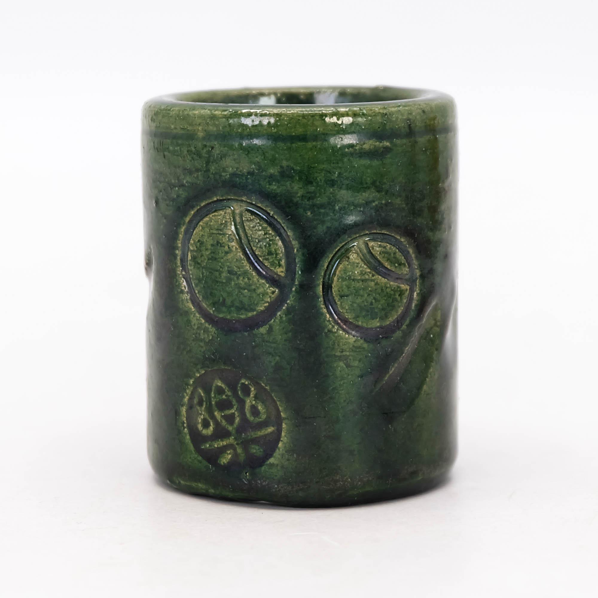 ヴィンテージ楽焼蓋置：緑釉の日本製陶器蓋置き - Etsy 日本