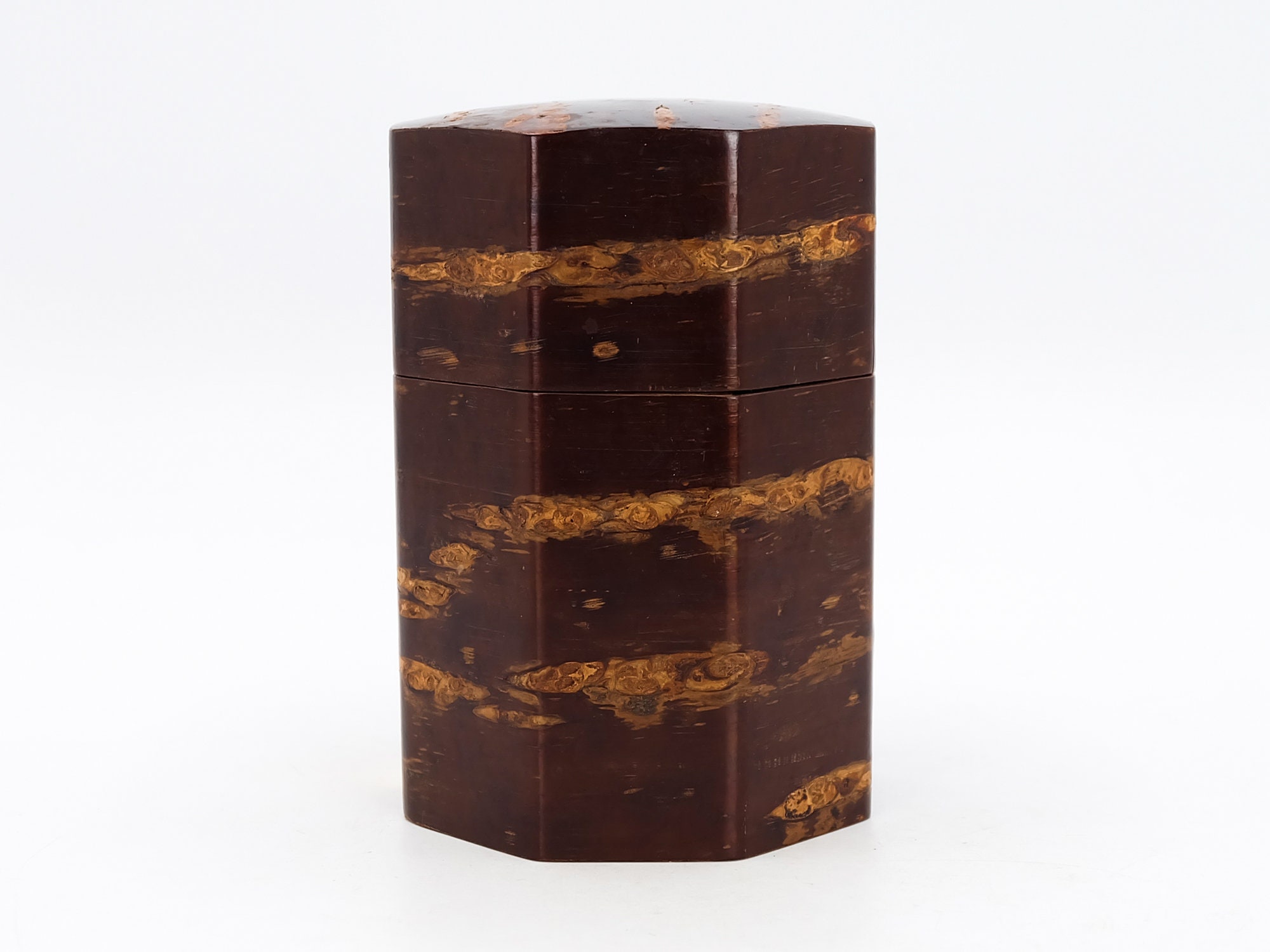 Chazutsu Cherry Tree Bark Tea Caddy With Tea Spoon Octagon Etsy