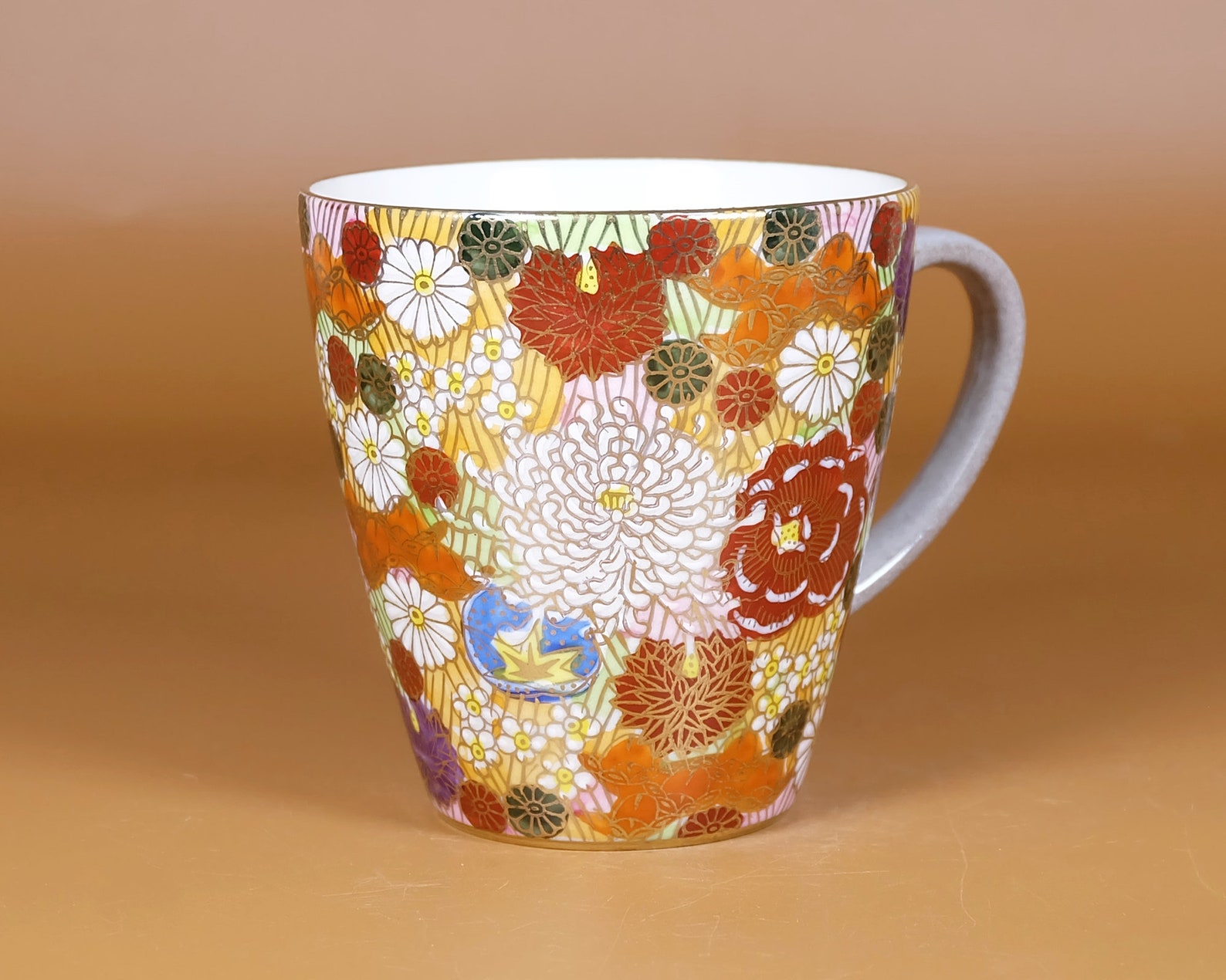 Kutaniware Porcelain Mug cup Hanazume Thousand flower Motif Etsy