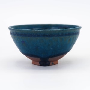 Japanese Tea cup 110ml Blue-Green Tenmoku glaze Yunomi Kyo ware Teacup